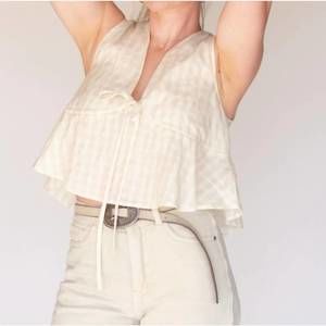 NEW ALL : ROW crysta sleeveless checkered blouse in cream